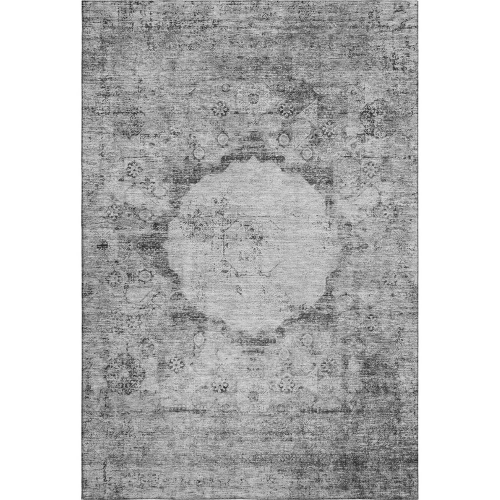 HomeRoots 5' X 8' Gray and Silver Oriental Area Rug - Stain Resistant, UV Protected, Perfect for Any Room! 655700