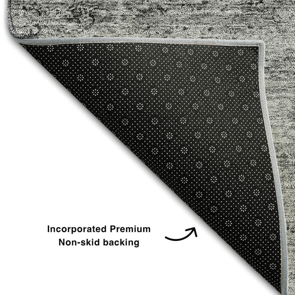 HomeRoots 8' X 10' Gray And Silver Oriental Area Rug – Stylish, Washable, UV Protected for High-Traffic Spaces 655702