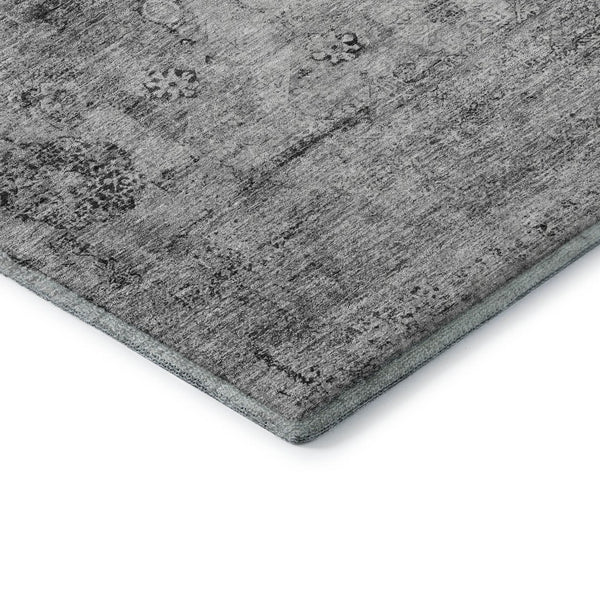 HomeRoots 10' X 14' Gray and Silver Oriental Area Rug – Washable, Stain-Resistant, UV Protected for Family Homes 655704