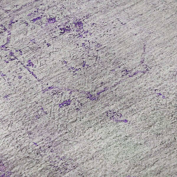 HomeRoots 8' Purple And Gray Oriental Round Rug – Washable, UV-Protected, and Perfect for Homes with Kids & Pets 655707