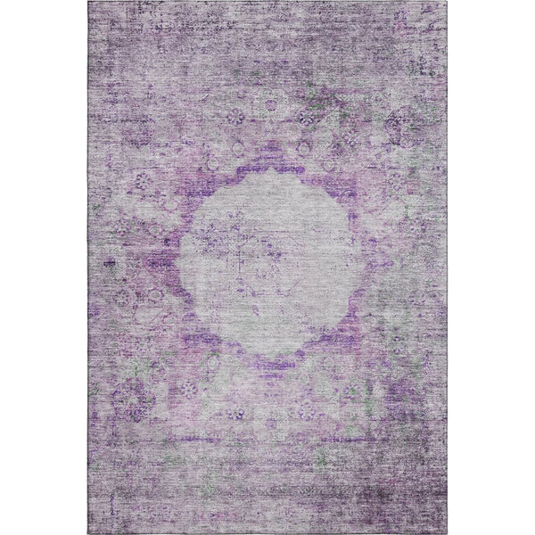 HomeRoots 8' X 10' Stylish Purple and Gray Oriental Area Rug - Washable, UV-Protected, Pet-Friendly Design! 655708