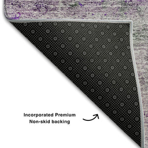 HomeRoots 8' X 10' Stylish Purple and Gray Oriental Area Rug - Washable, UV-Protected, Pet-Friendly Design! 655708