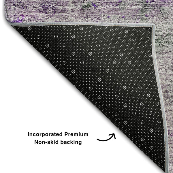 HomeRoots 8' X 10' Stylish Purple and Gray Oriental Area Rug - Washable, UV-Protected, Pet-Friendly Design! 655708