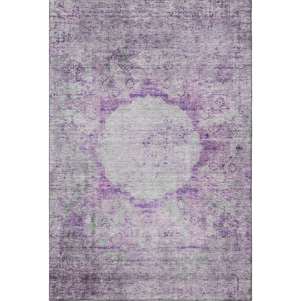 HomeRoots 8' X 10' Stylish Purple and Gray Oriental Area Rug - Washable, UV-Protected, Pet-Friendly Design! 655708