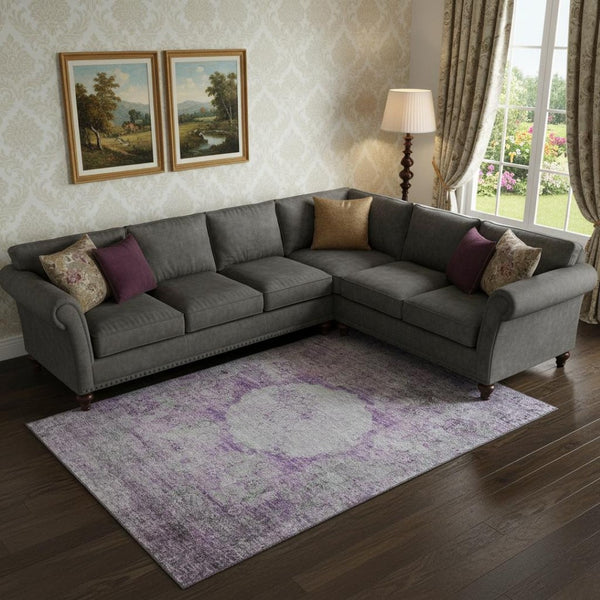 HomeRoots 9' X 12' Elegant Purple and Gray Oriental Washable Area Rug – Durable, UV Protected & Easy Care 655709