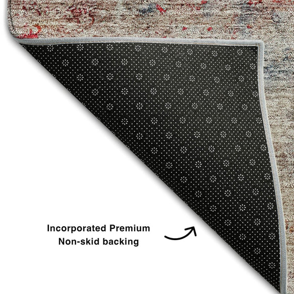 HomeRoots 9' X 12' Red Ivory and Orange Oriental Area Rug - Washable, UV Protected, Stain Resistant, Durable Design 655715