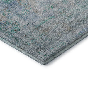 HomeRoots 5' X 8' Teal and Gray Oriental Area Rug – Washable, Stain-Resistant, UV Protected for Everyday Elegance 655718