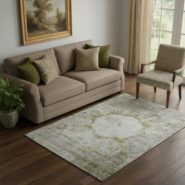 HomeRoots 5' X 8' Washable Taupe Brown & Gray Oriental Area Rug with UV Protection for Stylish Homes 655724