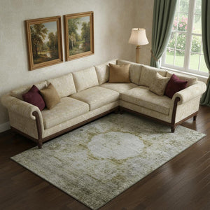 HomeRoots 8' X 10' Taupe Brown & Gray Oriental Area Rug - Washable, UV Protected, Stain Resistant Elegance 655726