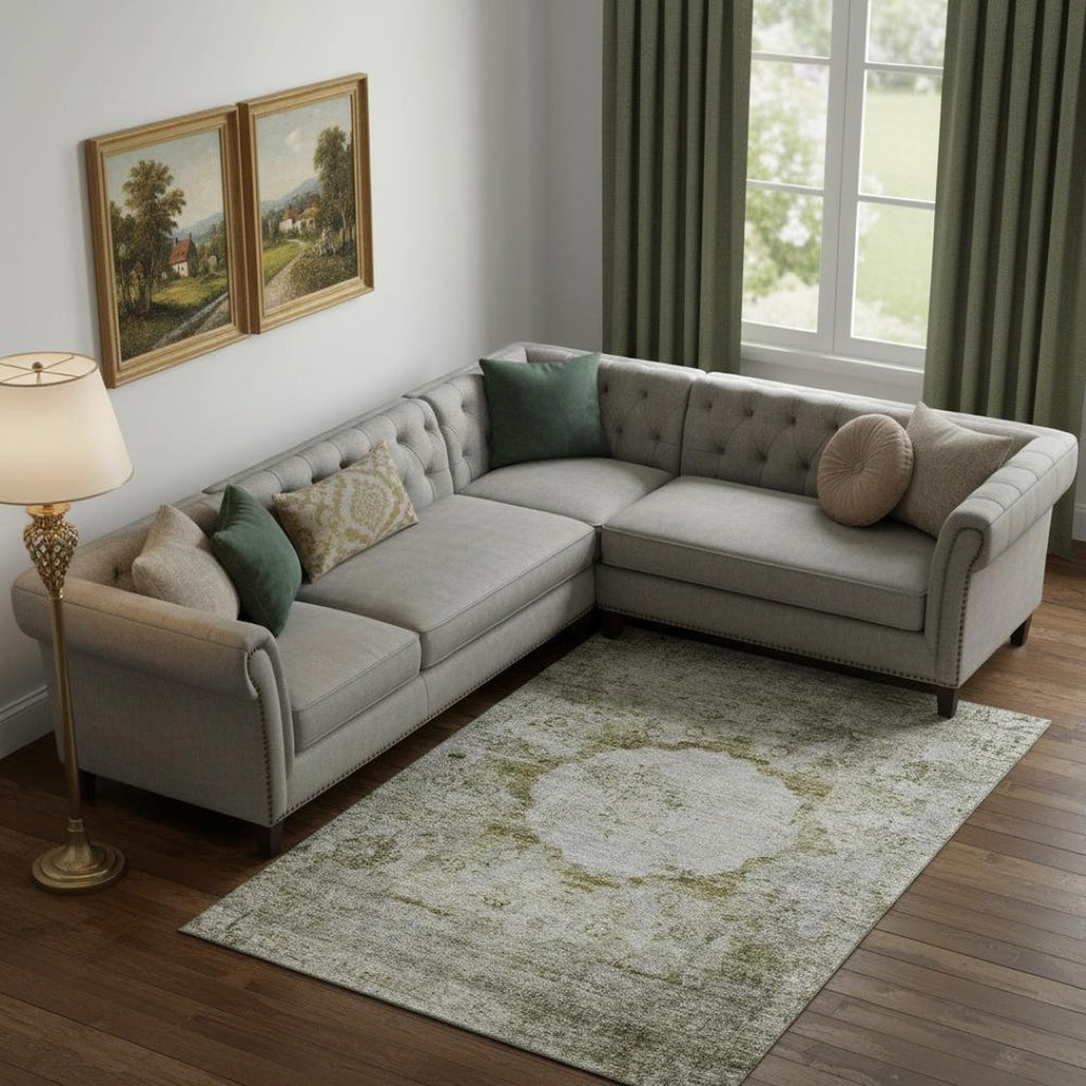 HomeRoots 9' X 12' Taupe Brown & Gray Oriental Area Rug – Washable, UV Protected, Durable for Family Spaces 655727
