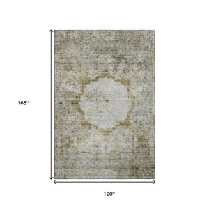 HomeRoots 10' X 14' Taupe Brown & Gray Oriental Washable Area Rug – UV Protected, Stain Resistant, Durable Comfort 655728