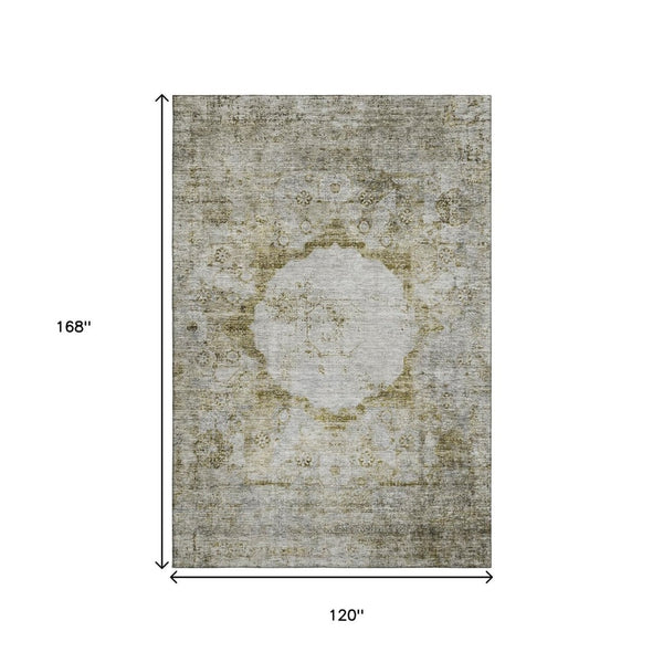 HomeRoots 10' X 14' Taupe Brown & Gray Oriental Washable Area Rug – UV Protected, Stain Resistant, Durable Comfort 655728