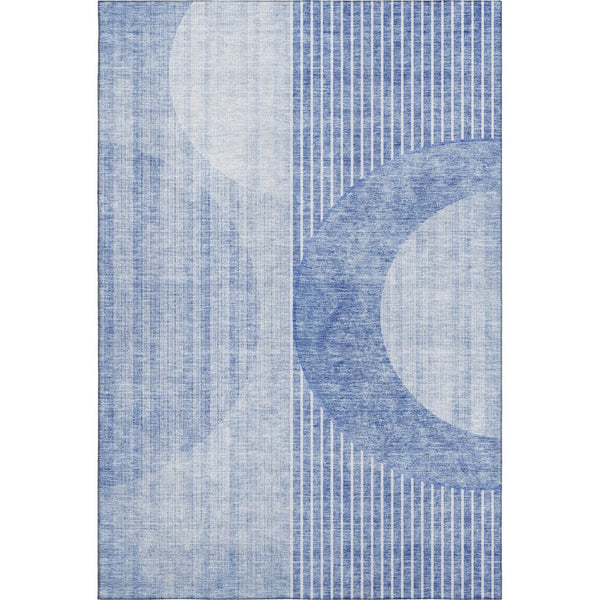 HomeRoots 8' X 10' Blue And Ivory Geometric Area Rug – Stylish, Washable, UV-Protected for High-Traffic Spaces! 655732