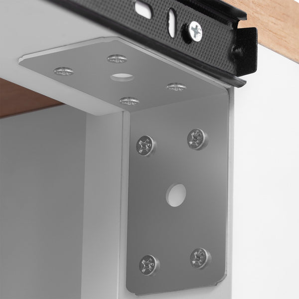 English Elm K&K 47 Inch Kitchen Island with Extendable Dining Table, Rolling Storage Cabinet, Built-In Power White N707P215327W