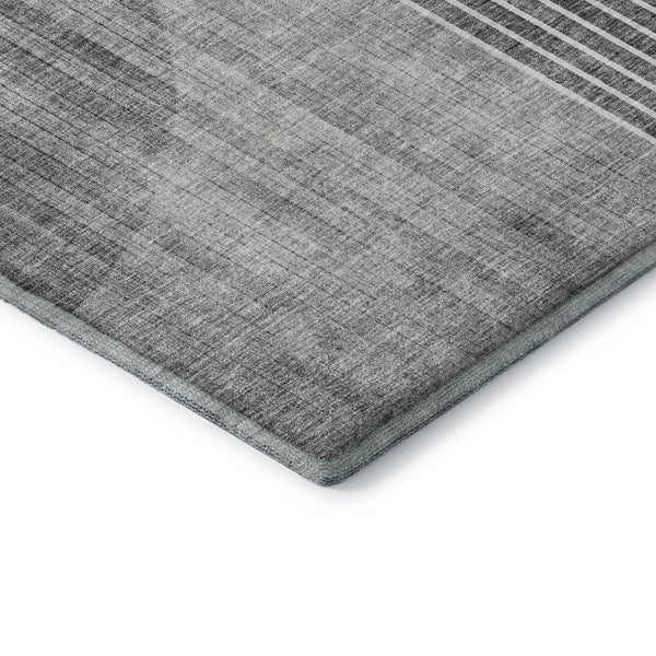 HomeRoots 9' X 12' Modern Geometric Area Rug in Charcoal, Gold & Silver - Stain Resistant with UV Protection 655739