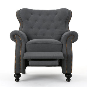 English Elm Christopher Knight Home® - Accented Push Back Recliner Chair with Rolled Arms and Copper Accents, Plush Cocooning Support, Sturdy Design Charcoal 57337.00F