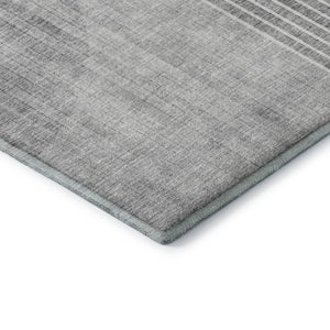HomeRoots 5' Gray and Silver Geometric Washable Area Rug with UV Protection – Modern, Durable, Easy-Care Design 655742
