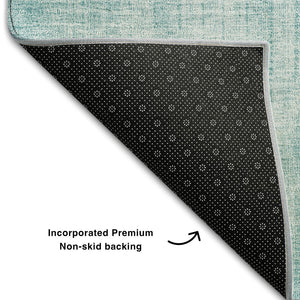 HomeRoots 8' Teal and Ivory Geometric Round Rug - Washable, UV-Protected, Perfect for Indoor & Outdoor Use 655749