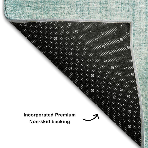 HomeRoots 8' Teal and Ivory Geometric Round Rug - Washable, UV-Protected, Perfect for Indoor & Outdoor Use 655749