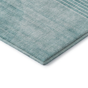 HomeRoots 8' Teal and Ivory Geometric Round Rug - Washable, UV-Protected, Perfect for Indoor & Outdoor Use 655749