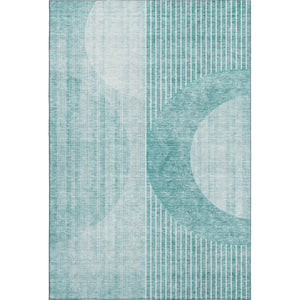 HomeRoots 10' X 14' Teal and Ivory Geometric Area Rug - Washable, UV-Protected, Stain-Resistant & Durable! 655752