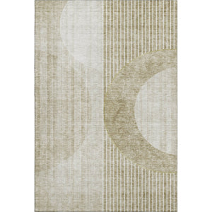 HomeRoots 8' X 10' Modern Taupe and Beige Geometric Area Rug - Washable, Stain Resistant, UV Protected Design 655756