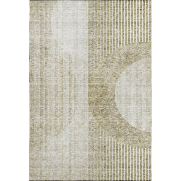 HomeRoots 8' X 10' Modern Taupe and Beige Geometric Area Rug - Washable, Stain Resistant, UV Protected Design 655756