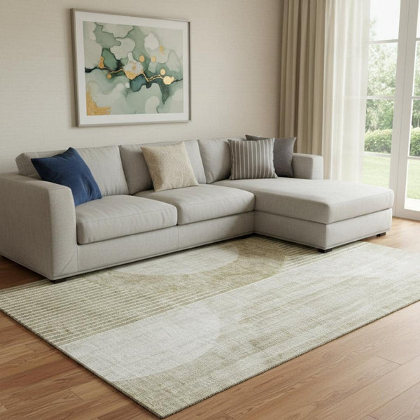 HomeRoots 8' X 10' Modern Taupe and Beige Geometric Area Rug - Washable, Stain Resistant, UV Protected Design 655756