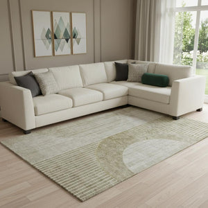 HomeRoots 9' X 12' Taupe & Beige Geometric Area Rug – Washable, UV-Protected, Perfect for High-Traffic Spaces 655757