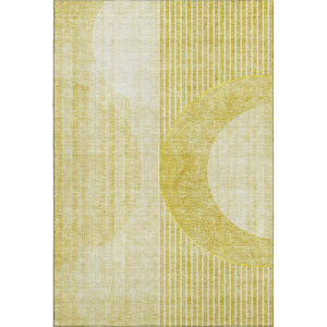 HomeRoots 5' X 8' Wheat Gold & Ivory Geometric Area Rug - Washable, UV Protected, Durable & Stain Resistant! 655760