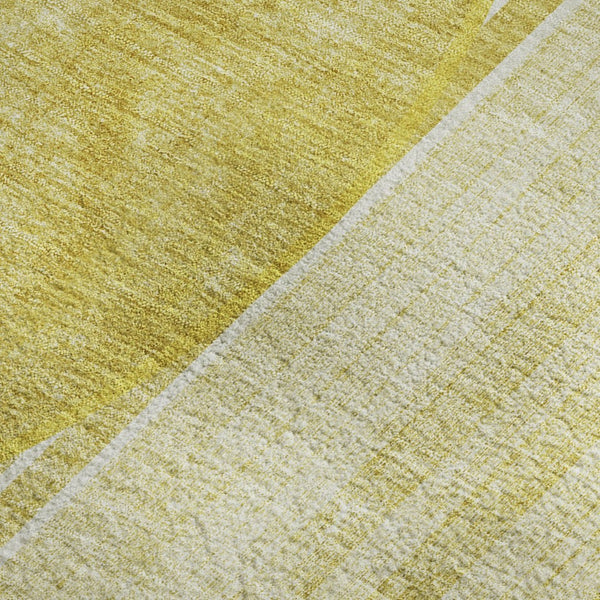 HomeRoots 9' X 12' Wheat Gold Geometric Washable Area Rug - Durable, UV Protected, Perfect for High-Traffic Spaces 655763