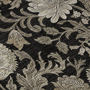HomeRoots 8' X 10' Elegant Black and Beige Floral Area Rug - Durable, Washable, UV Protected for High-Traffic Spaces 655774