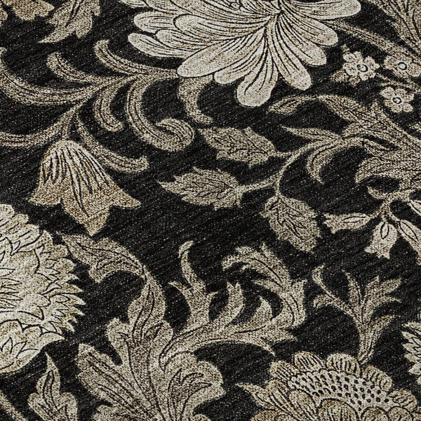 HomeRoots 8' X 10' Elegant Black and Beige Floral Area Rug - Durable, Washable, UV Protected for High-Traffic Spaces 655774