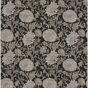 HomeRoots 10' X 14' Black & Beige Floral Washable Area Rug - Durable, Stain Resistant, UV Protected Design 655776