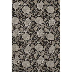 HomeRoots 10' X 14' Black & Beige Floral Washable Area Rug - Durable, Stain Resistant, UV Protected Design 655776