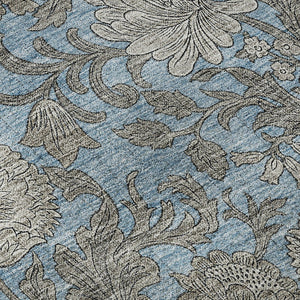HomeRoots 8' X 10' Blue and Gray Floral Area Rug - Durable, Washable with UV Protection for High-Traffic Spaces 655780