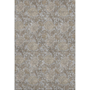 HomeRoots 9' X 12' Durable Gray & Silver Floral Area Rug - Washable, UV Protected, Stain Resistant Design 655793