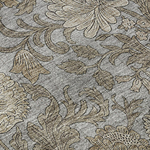 HomeRoots 10' X 14' Gray And Silver Floral Area Rug - Washable, UV-Protected, Durable Design for Any Space 655794