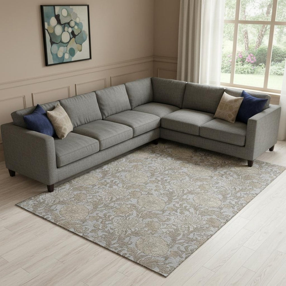 HomeRoots 10' X 14' Gray And Silver Floral Area Rug - Washable, UV-Protected, Durable Design for Any Space 655794