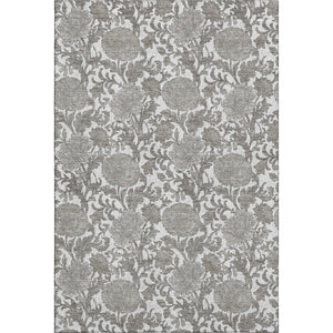 HomeRoots 9' X 12' Ivory & Gray Floral Area Rug - Stylish, Washable, UV-Protected for Busy Homes & Elegance 655799