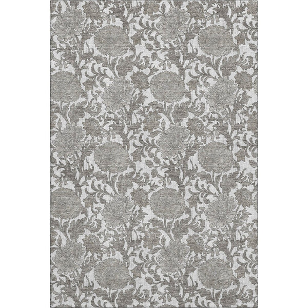 HomeRoots 9' X 12' Ivory & Gray Floral Area Rug - Stylish, Washable, UV-Protected for Busy Homes & Elegance 655799