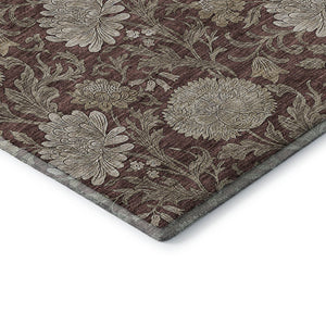 HomeRoots 5' X 8' Merlot Beige Floral Area Rug - Durable, Stain-Resistant, UV-Protected for Stylish Spaces 655802