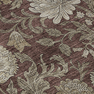 HomeRoots 5' X 8' Merlot Beige Floral Area Rug - Durable, Stain-Resistant, UV-Protected for Stylish Spaces 655802