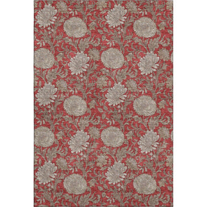 HomeRoots 10' X 14' Red And Beige Floral Area Rug - Durable, Washable, UV-Protected Design for Family Homes 655812
