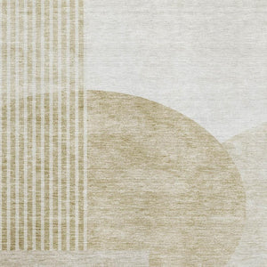 HomeRoots 5' X 8' Stylish Brown and Ivory Geometric Area Rug with UV Protection, Stain Resistance & Durability 655814