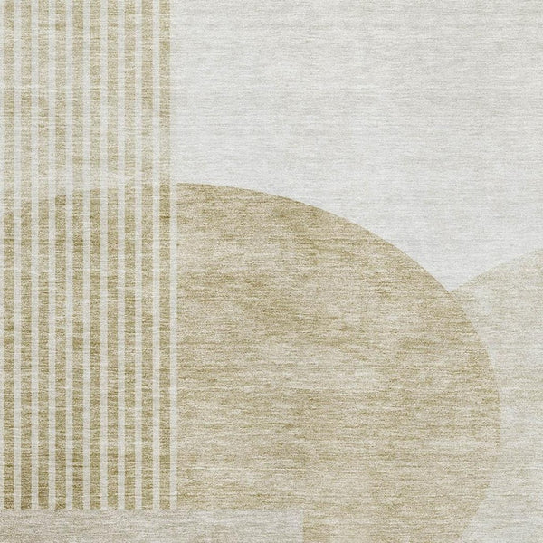 HomeRoots 5' X 8' Stylish Brown and Ivory Geometric Area Rug with UV Protection, Stain Resistance & Durability 655814