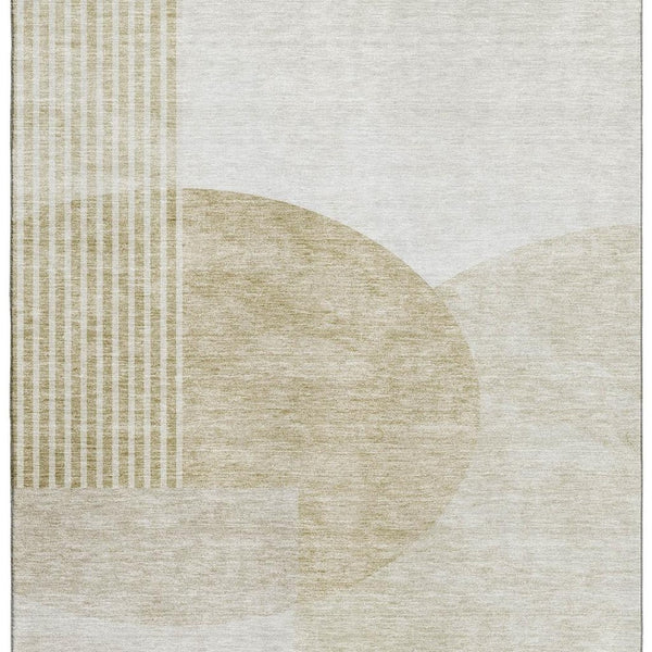 HomeRoots 5' X 8' Stylish Brown and Ivory Geometric Area Rug with UV Protection, Stain Resistance & Durability 655814