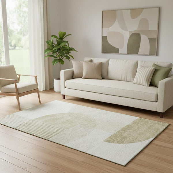 HomeRoots 5' X 8' Stylish Brown and Ivory Geometric Area Rug with UV Protection, Stain Resistance & Durability 655814