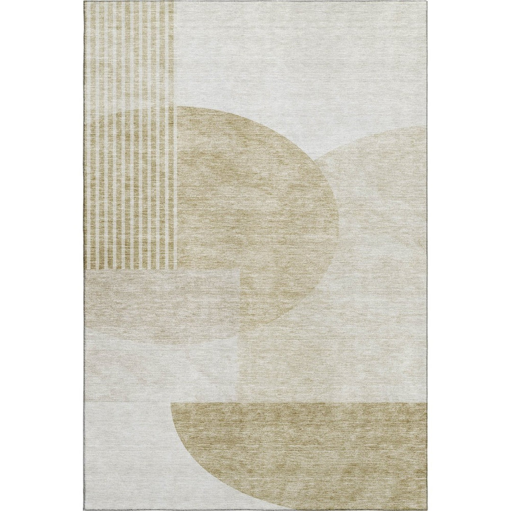 HomeRoots 8' X 10' Brown & Ivory Geometric Area Rug - Washable, UV Protected, Durable for High-Traffic Spaces 655816