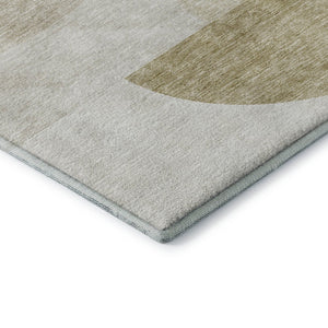 HomeRoots 8' X 10' Brown & Ivory Geometric Area Rug - Washable, UV Protected, Durable for High-Traffic Spaces 655816